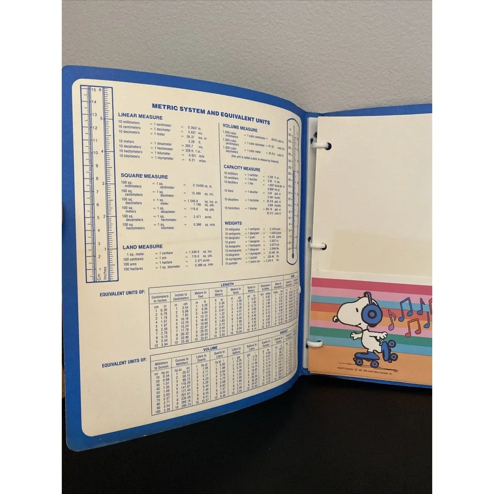 Vintage Snoopy 3‎ Ring Binder + 3 Internal Folders Peanuts Collection 1958 1965